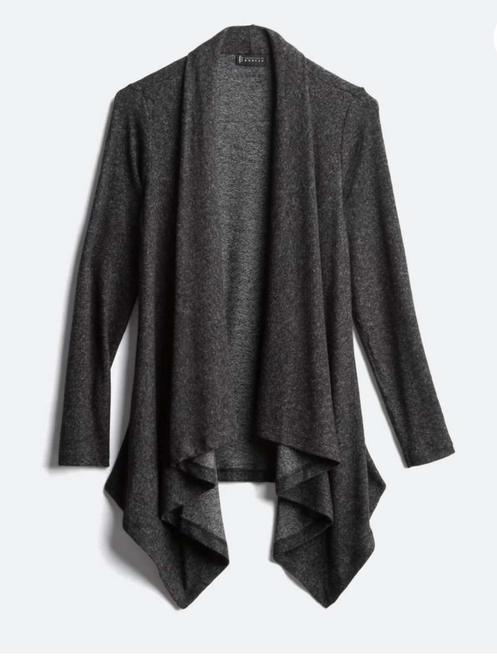 bobeau Wallace Charcoal Open-Front Draped Cardigan, EUC, Small, MSRP $62
